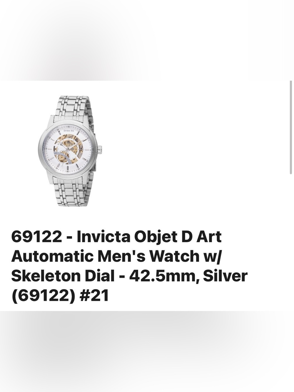 Invicta Silver and Gold Skeleton Dial Men's Watch